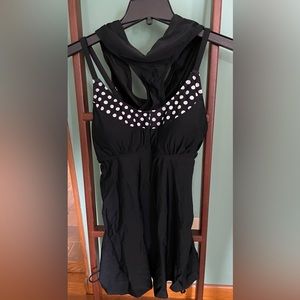 Black with white polka dots 2 piece bathing suit